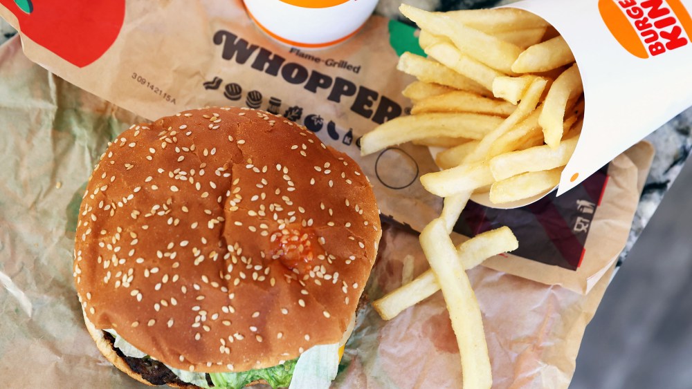 A Burger King Whopper hamburger and fries