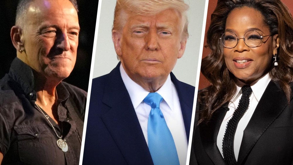 Bruce Springsteen, Donald Trump and Oprah Winfrey.