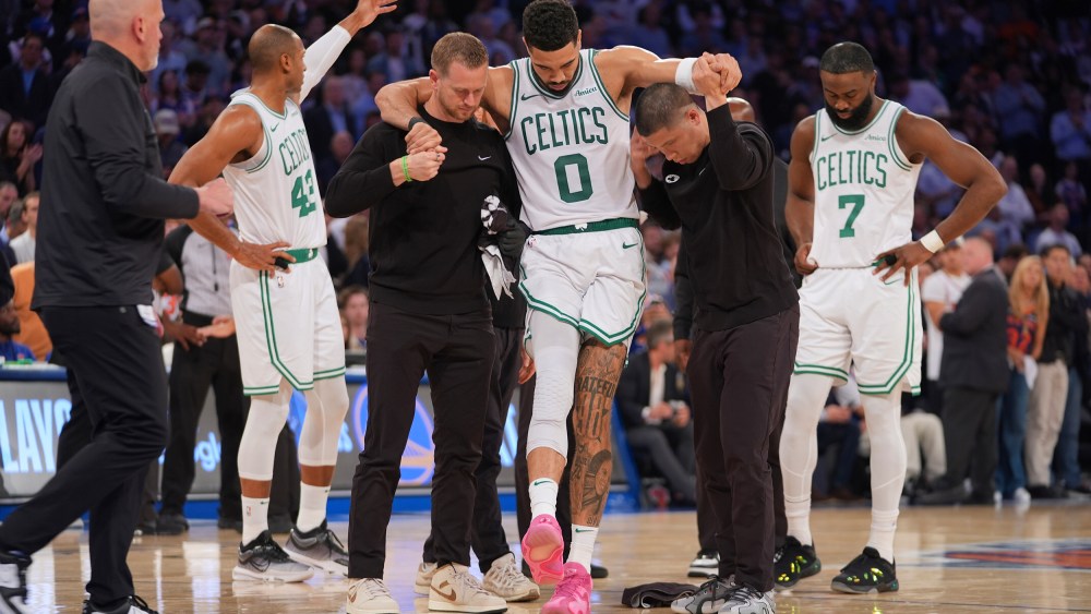 Celtics Knicks Basketball Jayson Tatum injury injured