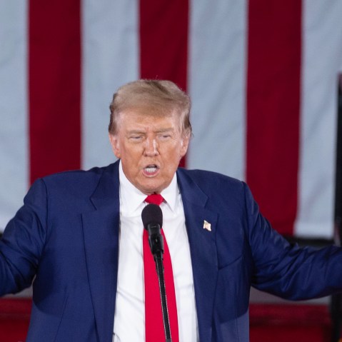 Donald Trump speaks at a campaign rally