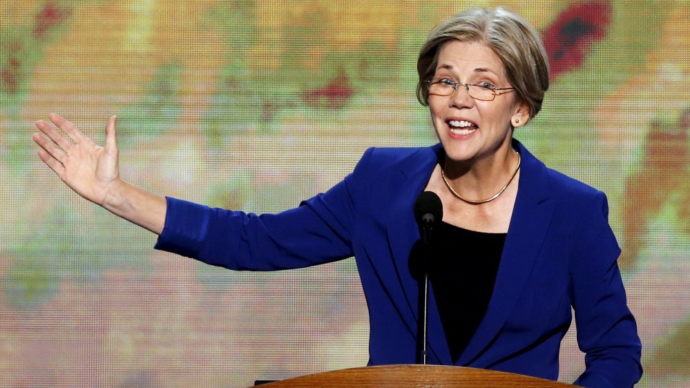Elizabeth Warren, who was then still a candidate for the U.S. Senate in Massachusetts, addresses the Democratic National Convention in Charlotte, N.C., Sept. 5, 2012. (Photo by Jason Reed/Reuters)