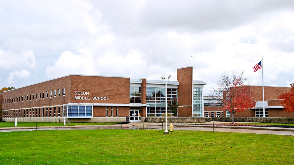 Solon Middle School in Solon, Ohio closed on Oct. 16, 2014. Solon Middle School and Parkside Elementary School were closed for disinfection as a precaution to protect students from Ebola.
