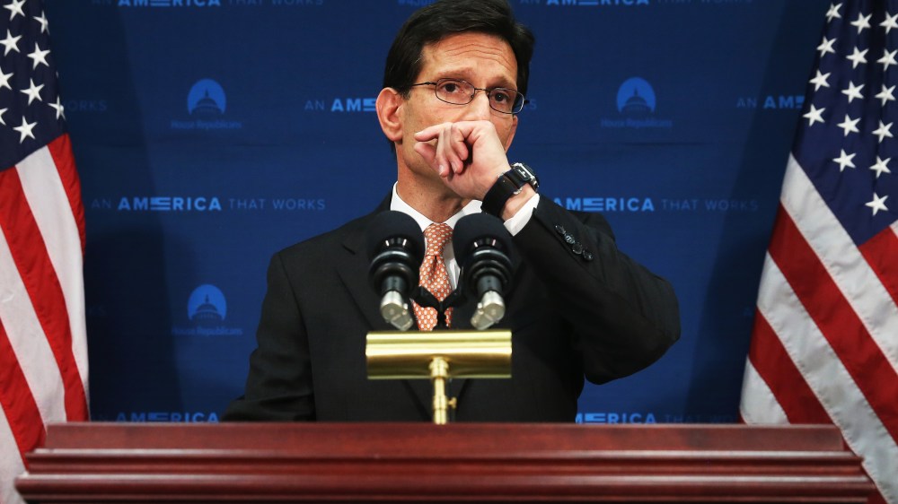 House Majority Leader Eric Cantor (R-VA) talks to the media about his defeat last night, during a news conference at the   U.S. Capitol, June 11, 2014 in Washington, DC.