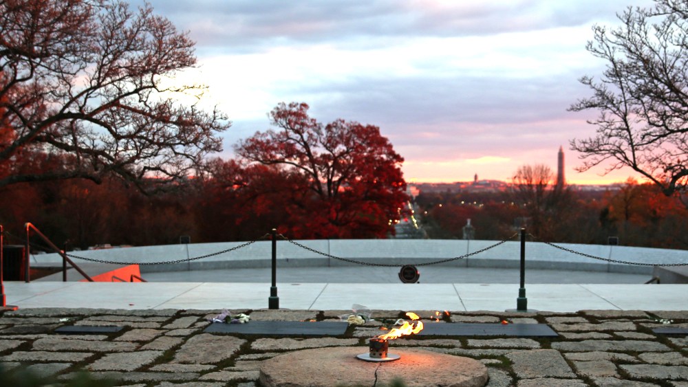 Eternal Flame Burns At JFK's Gravesite In Arlington National Cemetery