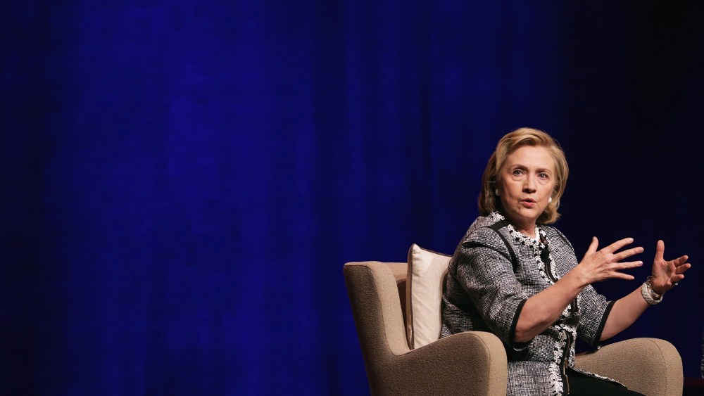 Former Secretary of State Hillary Clinton discusses her new book, 'Hard Choices: A Memoir,' at the Lisner Auditorium on the campus of George Washington University June 13, 2014 in Washington, D.C.