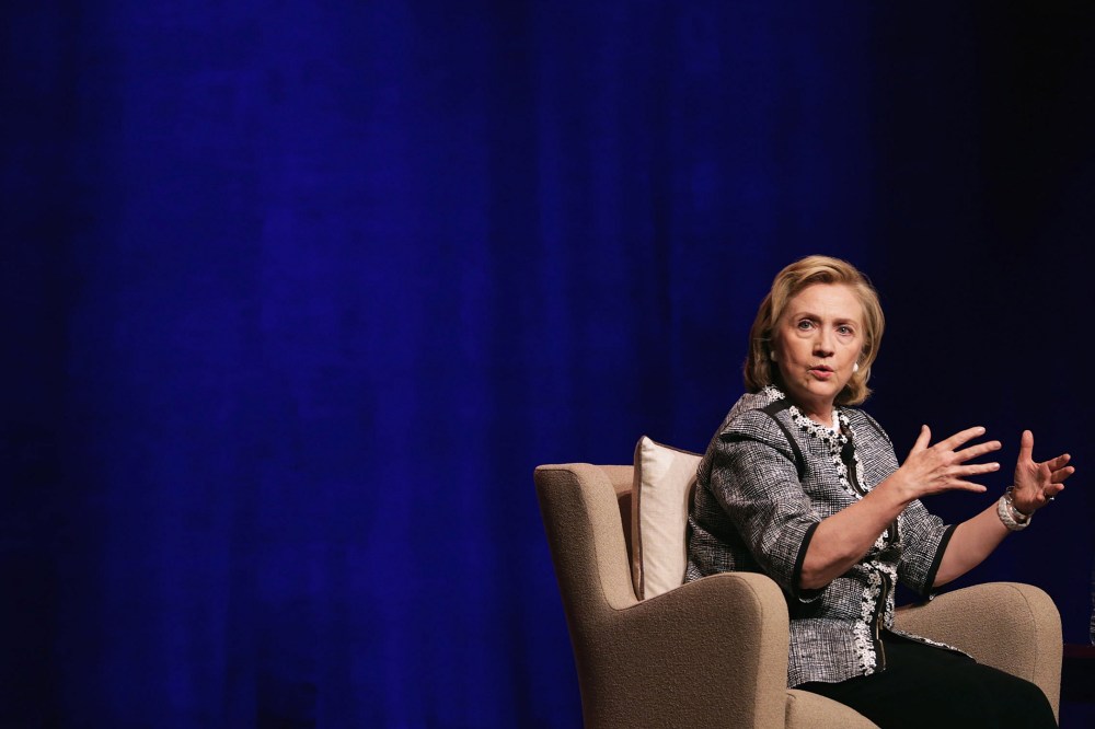 Former Secretary of State Hillary Clinton discusses her new book, 'Hard Choices: A Memoir,' at the Lisner Auditorium on the campus of George Washington University June 13, 2014 in Washington, D.C.