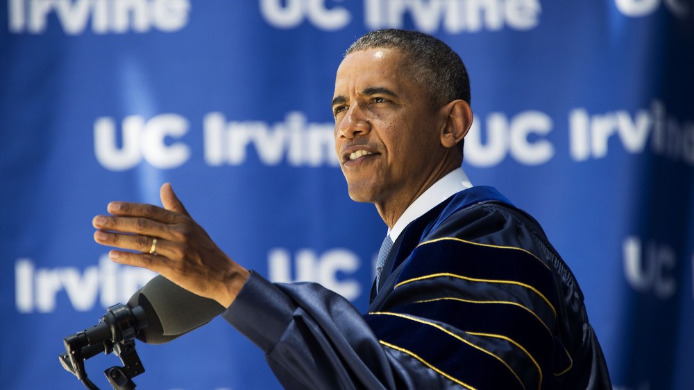 President Barack Obama delivers the commencement address at the University of California Irvine in Irvine, Calif., June 14, 2014.
