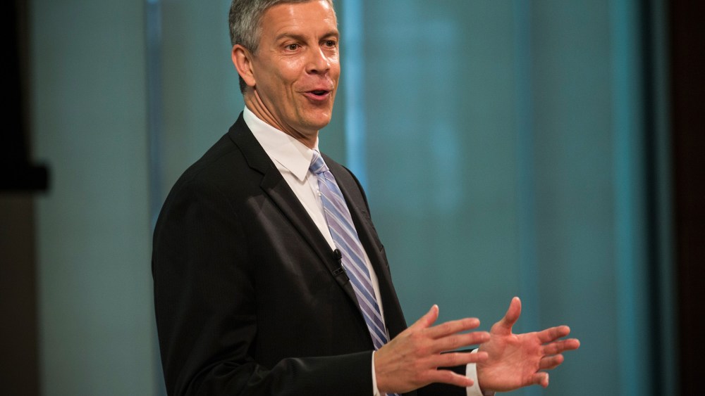 Arne Duncan, U.S. Secretary of Education, speaks at a press conference on June 16, 2014 in New York City.