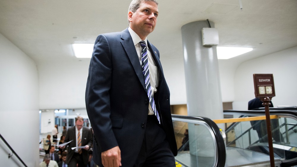 Sen. Mark Begich, D-Alaska, arrives in the Capitol for a vote on June 17, 2014, in Washington, D.C.