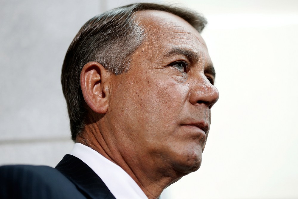 Speaker of the House John Boehner (R-OH) speaks following a meeting of the House Republican conference June 18, 2014 at the U.S. Capitol in Washington, D.C.