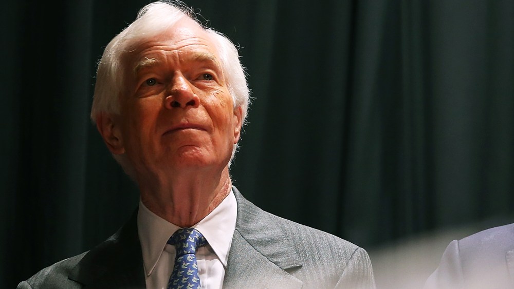 U.S. Sen Thad Cochran looks on during a campaign rally on June 23, 2014 in Jackson, Mississippi.