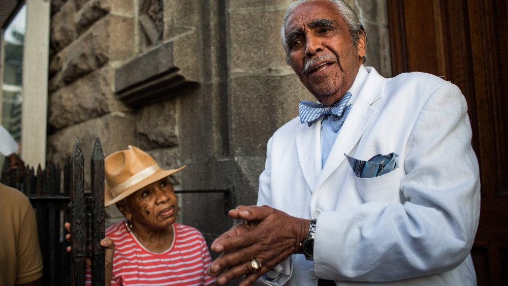 Charles Rangel Campaigns In Harlem One Day Before New York Primary