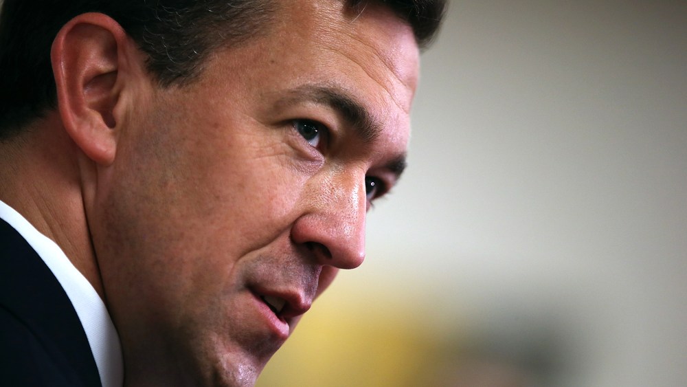 Republican candidate for U.S. Senate Mississippi State Sen. Chris McDaniel talks with members of the media after casting his ballot at the George Harrison Building on June 24, 2014 in Ellisville, Miss. (Photo by Justin Sullivan/Getty)