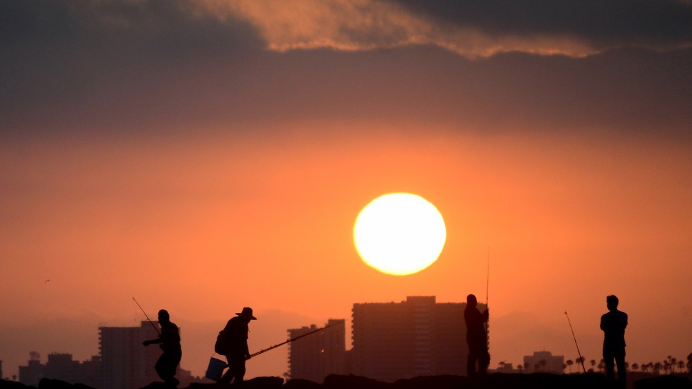 Fishermen at Seal Beach, California