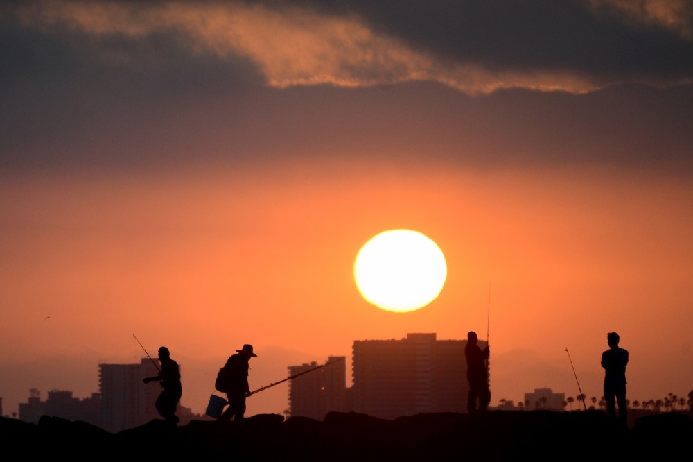 Fishermen at Seal Beach, California