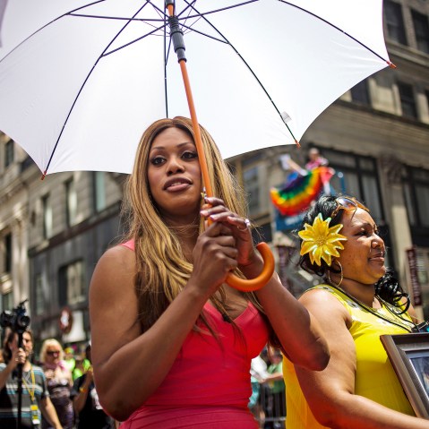 Laverne Cox at the 2014 Gay Pride March on June 29, 2014 in New York City. (Photo by Eric Thayer/Getty)