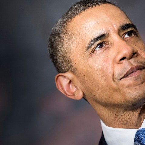 President Barack Obama makes a statement from the State Dining Room of the White House on Nov. 23, 2013 in Washington after an agreement to freeze Iran's nuclear program was reached in Geneva.
