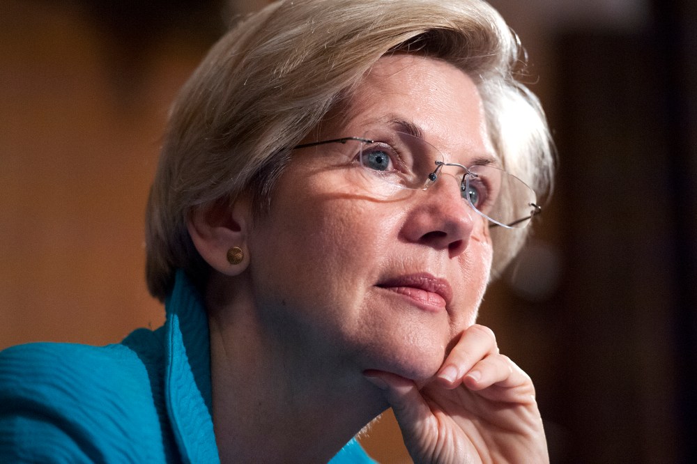 Sen. Elizabeth Warren, D-Mass., attends a meeting in Washington, D.C., on July 8, 2014. (Photo By Tom Williams/CQ Roll Call/Getty)