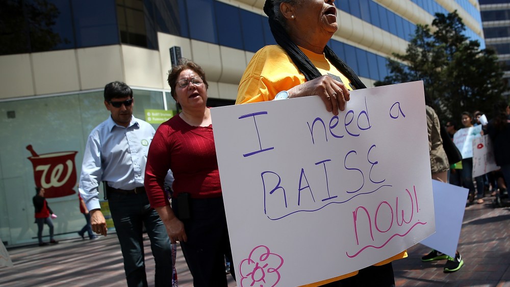 Minimum Wage Workers And Activists Protest For Higher Wages