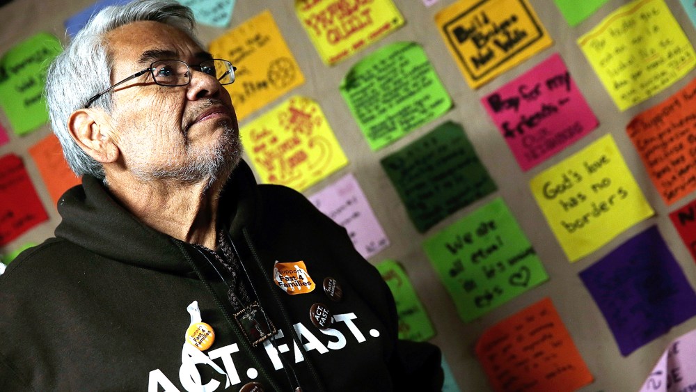 Eliseo Medina, who is fasting in support of immigration reform with the Fast for Families movement, speaks during a press conference, Nov. 26, 2013 in Washington, DC.