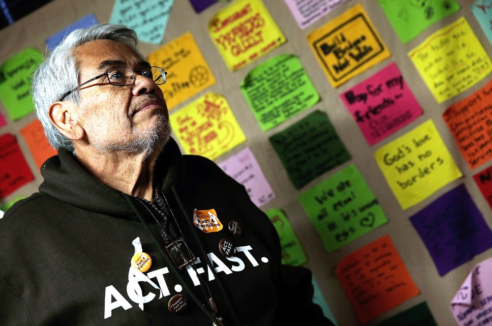 Eliseo Medina, who is fasting in support of immigration reform with the Fast for Families movement, speaks during a press conference, Nov. 26, 2013 in Washington, DC.