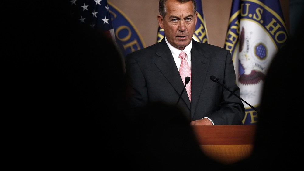John Boehner holds his weekly press conference July 17, 2014 in Washington, DC.