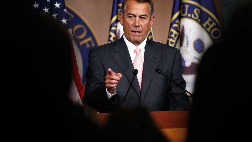 John Boehner holds his weekly press conference July 17, 2014 in Washington, DC.