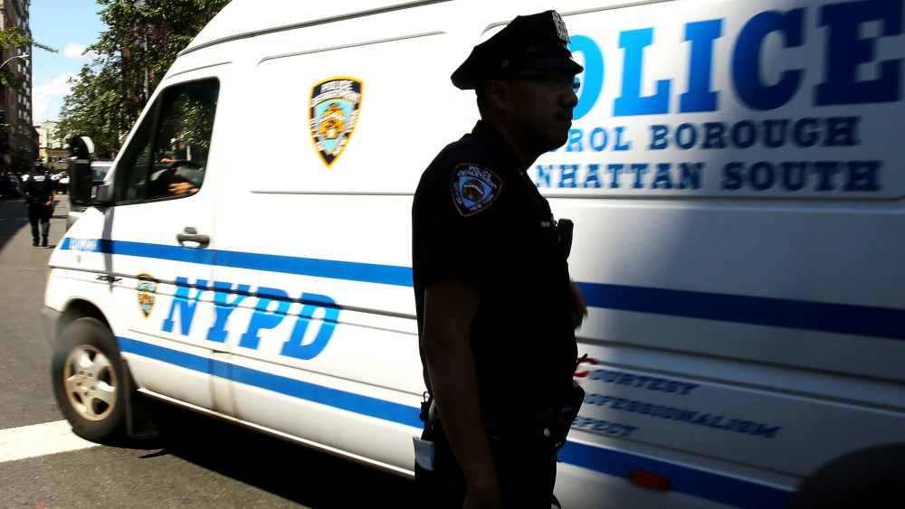 Police stand in the West Village of Manhattan, New York City, July 28, 2014.