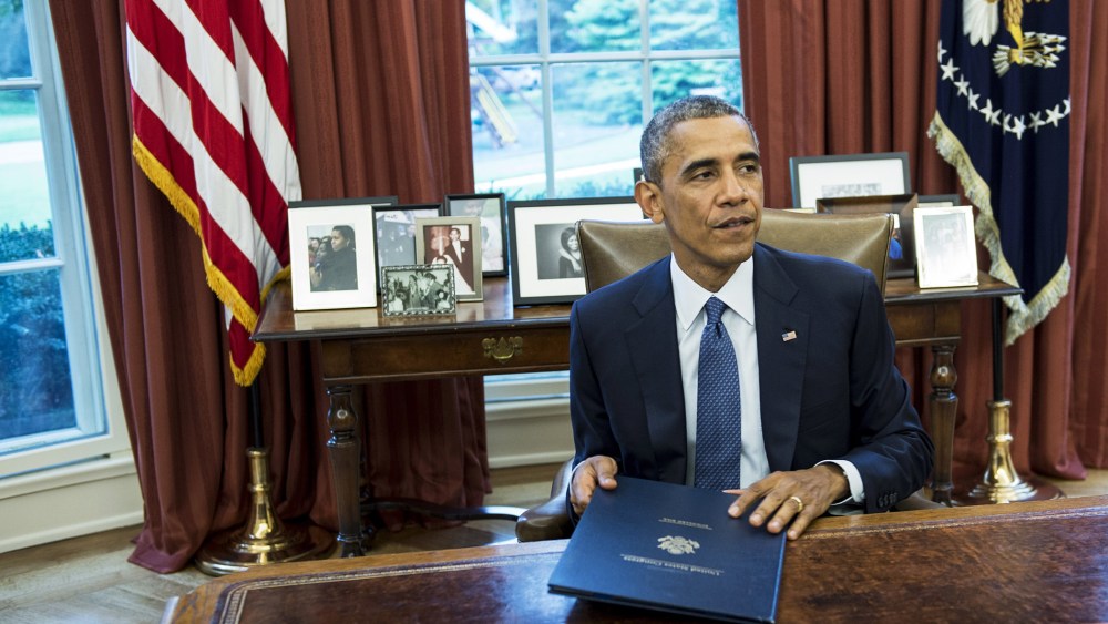 US President Barack Obama in the Oval Office of the White House, August 1, 2014.