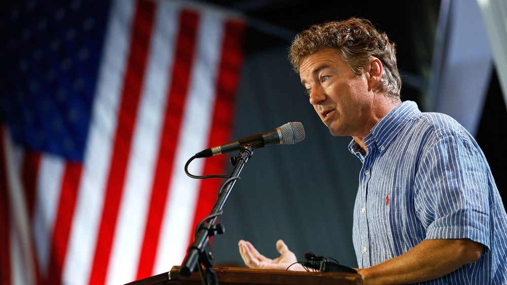 Sen. Rand Paul (R-Ky.) speaks at the Fancy Farm picnic Aug. 2, 2014 in Fancy Farm, Ky.