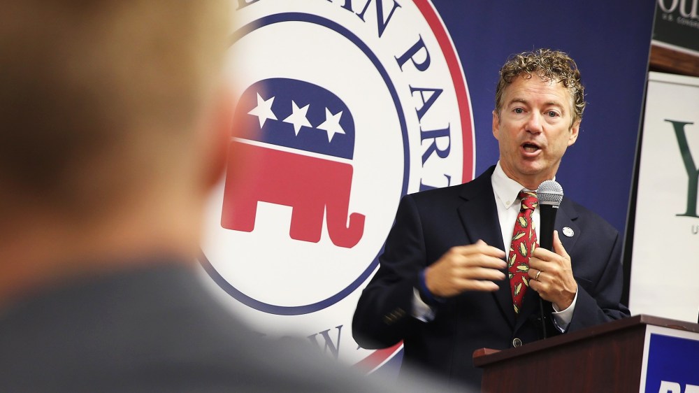 U.S. Rand Paul (R-KY) speaks at an event hosted by the Iowa GOP Des Moines Victory Office on August 6, 2014 in Urbandale, Iowa.