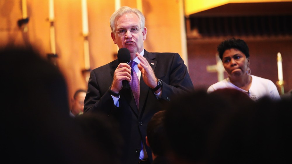 Missouri Governor Jay Nixon speaks to residents and faith and community leaders during a forum held at Christ the King UCC Church on August 14, 2014 in Florissant, Missouri.