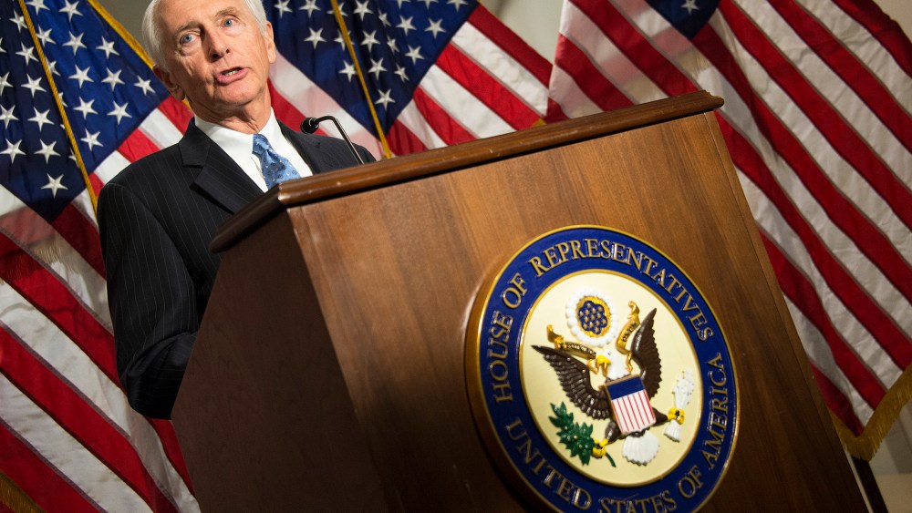 Kentucky Governor Steve Beshear speaks during a press conference after a closed joint whip and caucus meeting on the Affordable Care Act on Capitol Hill in Washington, DC, December 5, 2013.