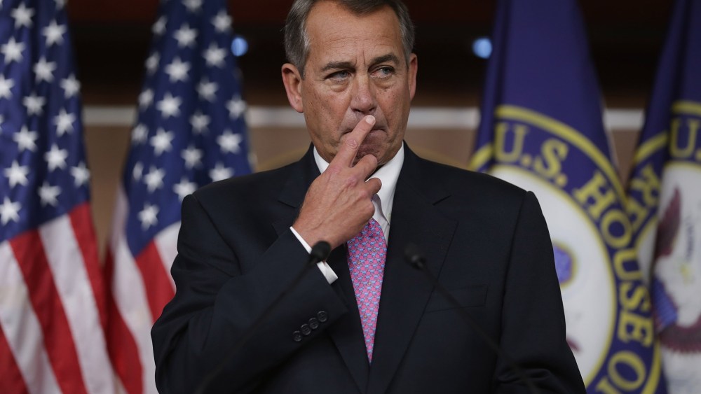 When asked at his weekly news conference in the Capitol Visitors Center at the U.S. Capitol, December 5, 2013, about the Republican Party's running against women, Republican House Speaker Boehner said, "Some of our members just are not as sensitive as the