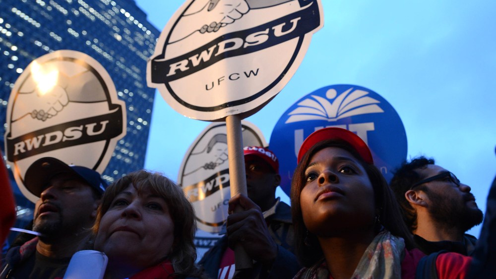 Fast-food workers protest for higher wages on Dec. 5, 2013 in New York, N.Y.
