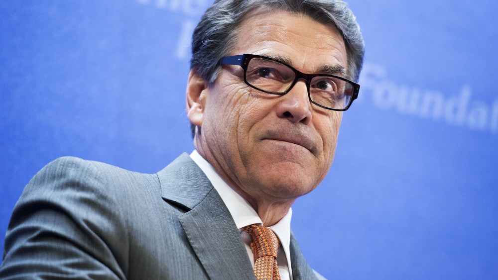 Rick Perry delivers the keynote address at a Heritage Foundation event, August 21, 2014.