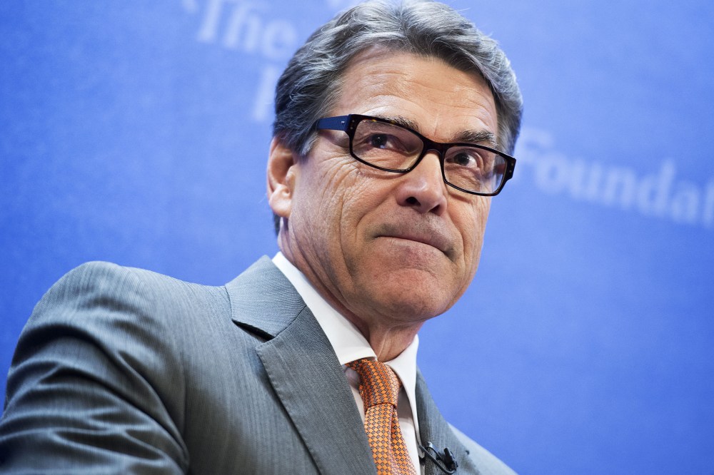 Rick Perry delivers the keynote address at a Heritage Foundation event, August 21, 2014.