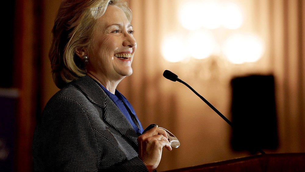 Former Secretary of State Hillary Clinton delivers remarks after receiving the Tom Lantos Human Rights Prize in Washington, D.C., Dec. 6, 2013.