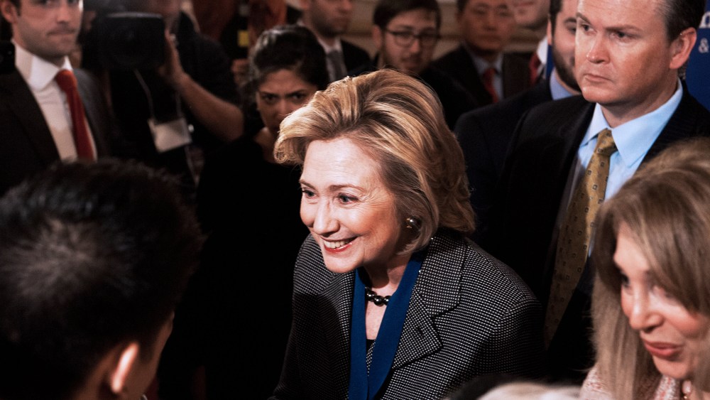 Hillary Clinton greets wellwishers after receiving the 2013 Lantos Human Rights Prize in Washington, Dec. 6, 2013.