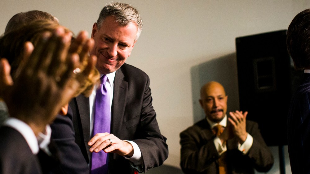 Mayor elect Bill de Blasio attends an event at the National Action Network in Harlem, Dec. 7, 2013.