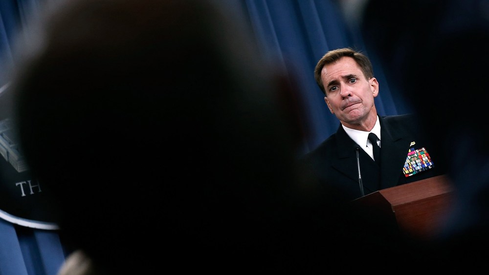 Pentagon Press Secretary Rear Adm. John Kirby answers questions at the Pentagon on Sept. 2, 2014 in Arlington, Va. Photo by Win McNamee/Getty