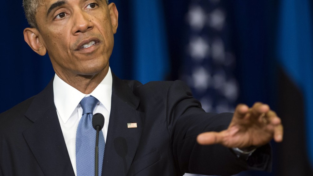US President Barack Obama speaks during a press conference in Tallinn, Estonia, September 3, 2014.