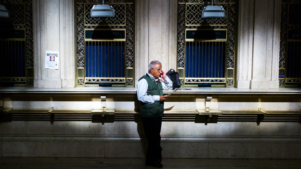 A man speaks on his cell phone in Grand Central Station, Oct. 15, 2013.