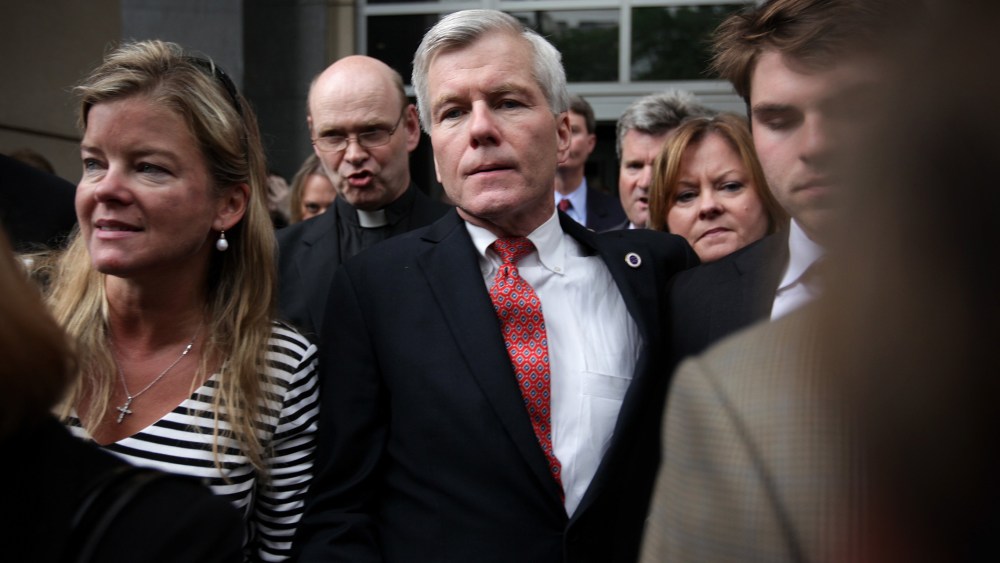 Former Virginia Governor Robert McDonnell leaves U.S. District Court for the Eastern District of Virginia with family members, including his son Bobby (R), after he was found guilty in his corruption trial September 4, 2014, in Richmond, Virginia.