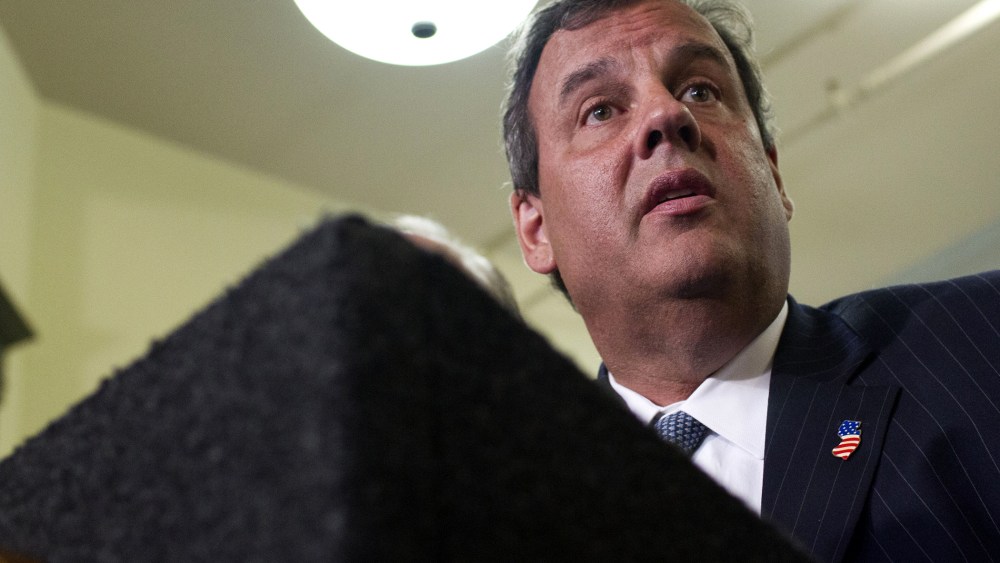New Jersey Gov. Chris Christie speaks to the media on Sept. 8, 2014 in Atlantic City, N.J. (Photo by Jessica Kourkounis/Getty)