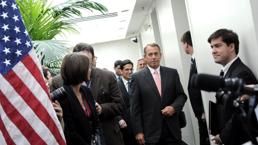 House Speaker John Boehner walks with GOP leadership at the U.S. Capitol, Dec. 11, 2013 in Washington, DC.