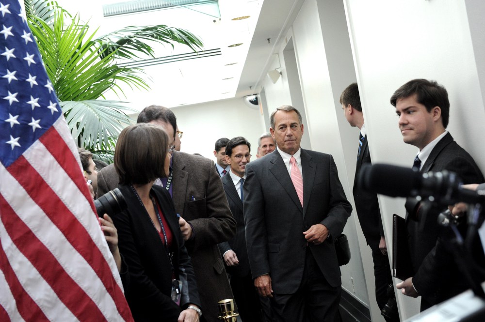 House Speaker John Boehner walks with GOP leadership at the U.S. Capitol, Dec. 11, 2013 in Washington, DC.