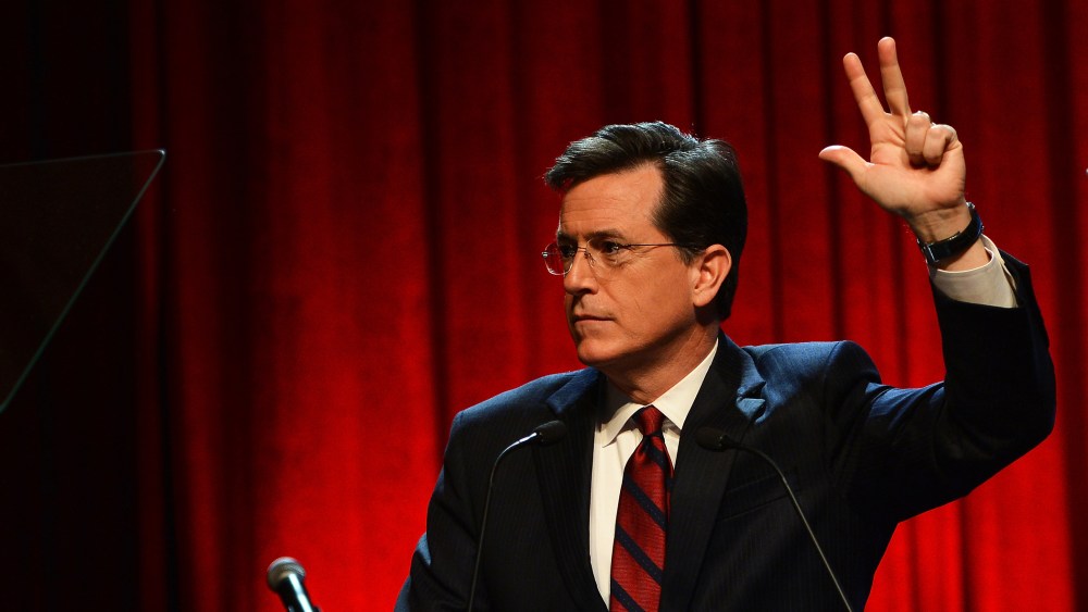 Stephen Colbert speaks onstage at Robert F. Kennedy Center For Justice, Dec. 11, 2013.