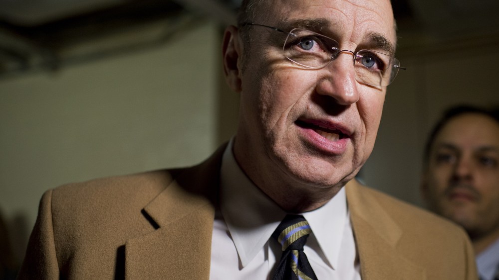 Rep. Matt Salmon, R-Ariz., speaks with reporters after a meeting of the House Republican Conference in the Capitol, on Sept. 16, 2014.