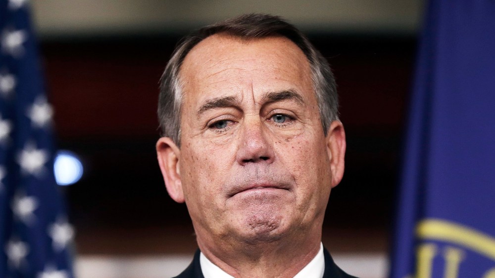 John Boehner answers questions during a press conference, Dec. 12, 2013.